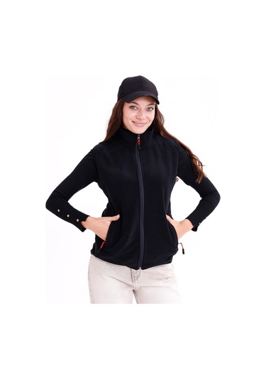 Monox Kadın Slim Fit Tam Fermuarlı Polar Yelek Siyah