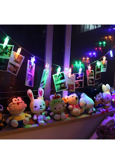 Ximistore9 10 Led Renkli Fotoğraf Klembi Işıklı Zincir - Ev İçi Bayram Dekorasyonu Noel Ağacı Işıkları