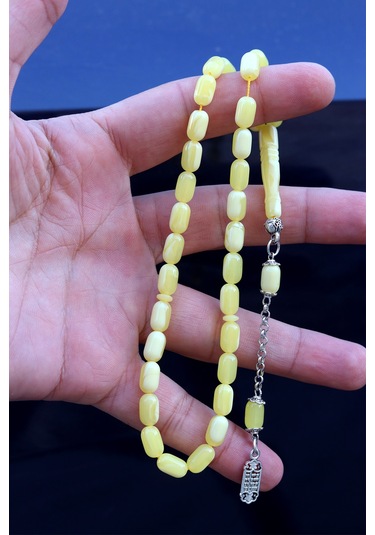 Sarı Renk Kapsül Kesim Damla Benzetmesi Beyrut Toz Kehribar Tesbih 10x6 Mm