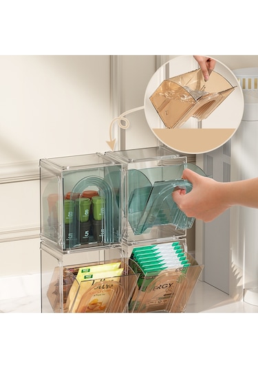Cbtx Zy-hz013 Mutfak Kiler Ps Plastik Saklama Rafı Şeffaf Ayrılabilir Organizatör Saklama Kutusu - Pembe