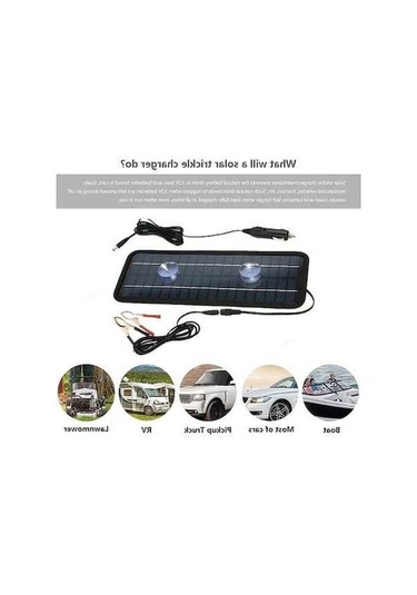 Pazly Monokristal Güneş Paneli Şarj Cihazı 18v 12v Dc Siyah Araç Fişi Timsah Klipsli Kablo Karavan Ve Araçlar İçin
