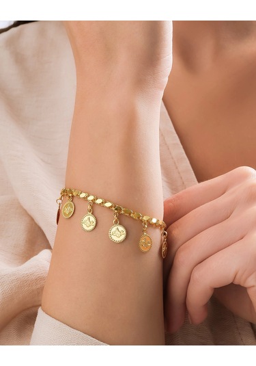 Reşat Baskı Altınlı Pullu Model Bileklik Sarı Altın