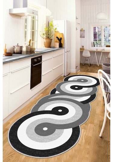 West Home Dijital Baskı Yıkanabilir Kaymaz Taban Leke Tutmaz Mutfak Halısı Salon Halısı Ve Yolluk Wh 558 Grey