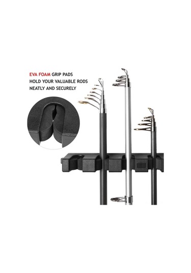 Novahub 6 İnce Olta İçin Duvara Monte Küçük Olta Rafı Depolama Tutucu Siyah