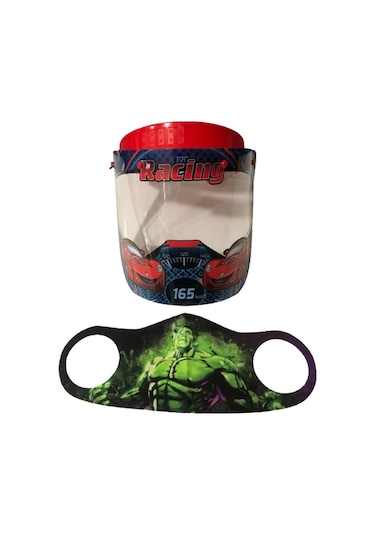Gürbey Racing Baskılı Çocuk Siperlik + Hulk Desenli Çocuk Maske