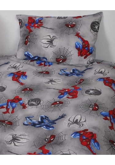 Tek Kişilik Lastikli Fitted Çarşaf Takımı Örümcek Gri Gri