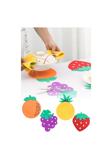 Mucit Home Çok Amaçlı Silikon Nihale Meyve Tasarımlı Isıya Dayanıklı Altlık 1 Adet Renkli