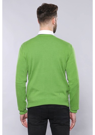 Wessi V Yaka Erkek Triko - Yeşil