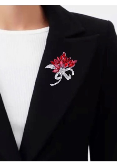 Fashion Jewelry Çiçek Broş Takı 170099283 Kırmızı