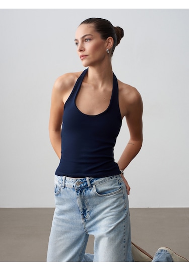 Dilvin 21052 Halter Yaka Top-k.lacivert