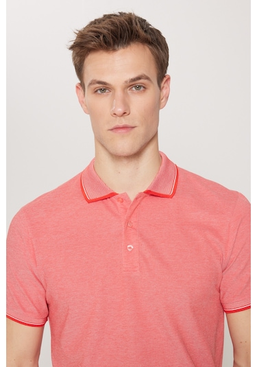 Ac&Co / Altınyıldız Classics 4A4820200047Ncbl Düğmeli Polo Yaka Cepsiz Slim Fit Erkek Tişört Narçiçeği - Beyaz