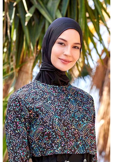 Remsa Mayo Çıtçıtlı Bone Yüzücü Eşarp Bone Havuz Deniz Bonesi Rbe-02 Siyah Siyah