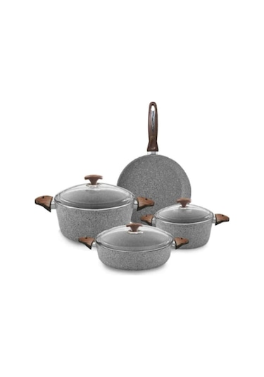 Oms Oms 3105/g Tencere Seti Granit Gri 7 Parça