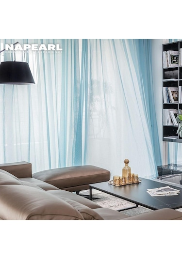 Siyah 1 Pc Napearl Tül Perde Düz Renk Sırf Perde Oturma Odası Tül Pencere W100cm X L260cm Siyah