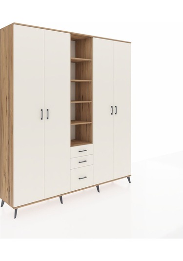 Hyperion Dolap 17 Raflı 3 Çekmeceli 4 Kapaklı 220x44x243 Çam-aytaşı/aytaşı Aytası/aytası
