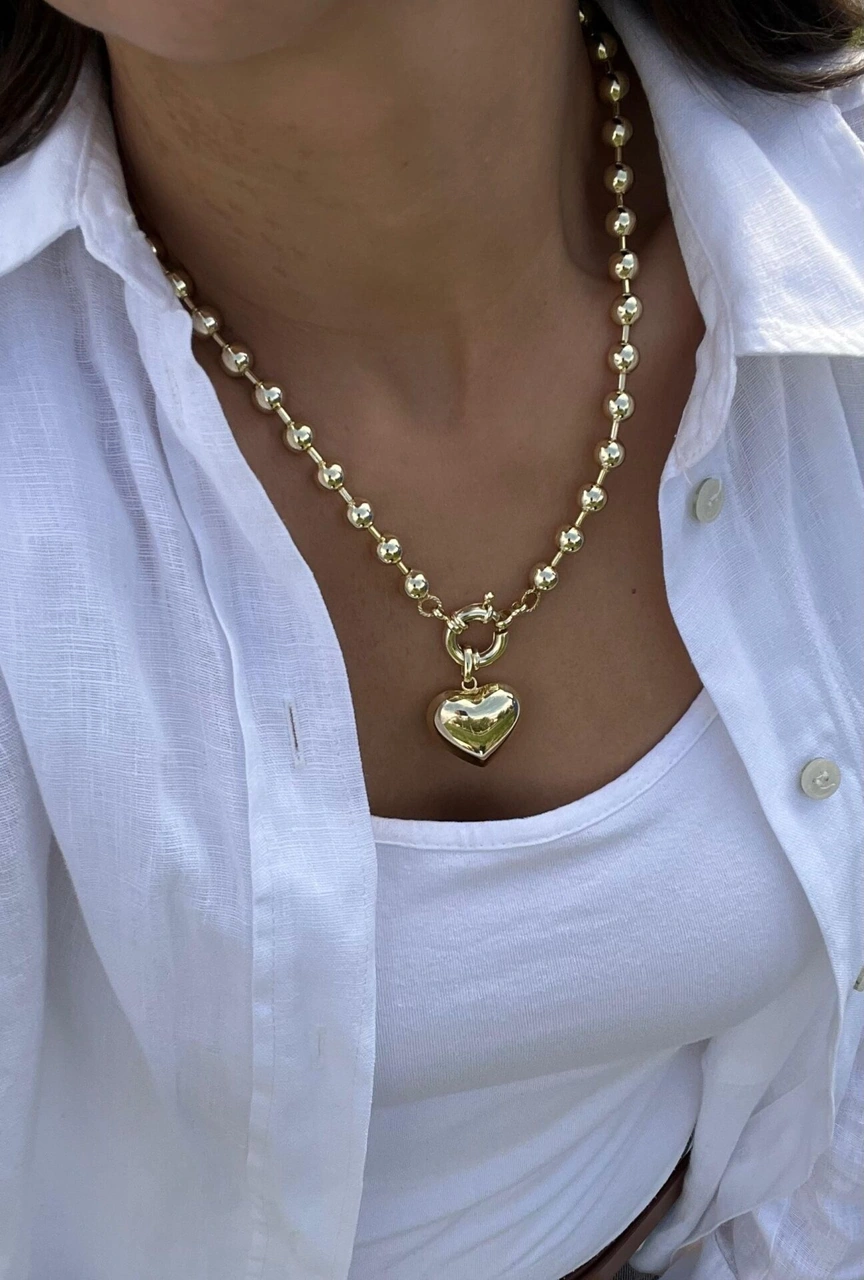 Kalp Charmlı Kolye Çok Renkli