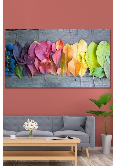 Homearths Çok Renkli Yaprak Kanvas Tablo - 120 X 60 Cm Kanvas