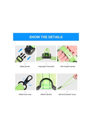 Funadd Traction Rope Reflective Breatheable Nylon Pet Vest Dog Harness, Size: S Green