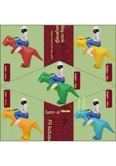 Unicomlifeerp Dinoşarj Kıyafetleri Çocuk Ve Yetişkin Aile Spor Etkinliği Kukla Yürüyüş Kostümleri Cadılar Bayramı Çocuk Gösteri Kostümleri Kırmızı 8-13