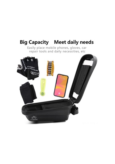 Padalink Inbıke Dayanıklı Eva Malzeme Bisiklet Çantası, Tpu Dokunmatik Ekranlı, Su Geçirmez, Gece Güvenliği Sağlayan Reflektif Şeritli. Siyah