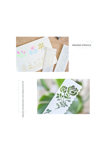 Aubyhe Çocuklar İçin Çizim Åÿablonu Seti - 8 Adet Pp Malzeme, 16 Farklı Desen Bitki, Hayvan, Gã¼naydä N/ã Ä Ktä , Parti Vb. , 18.3x5.5 Cm Uzun Åžekilli Åžablonlar