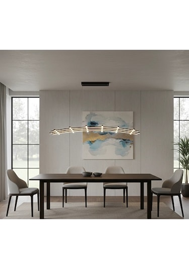 Soop Izgara Led Avize Sarkıt Avize 120x40 Cm 108 Watt Siyah