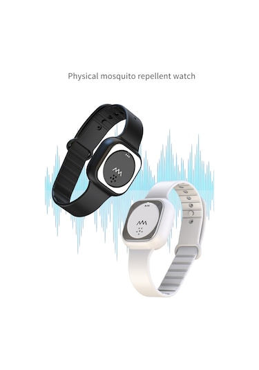 Vkemall F8 Ultrasonik Sivrisinek Kovucu Elektronik Sivrisinek Kovucu Bileklik Açık Hava Taşınabilir Saat Sivrisinek Kovucu Saat Siyah