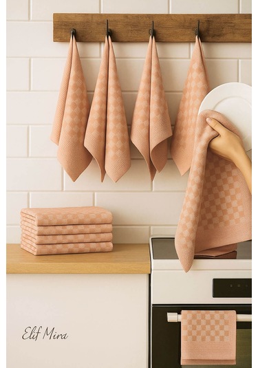 Kare Desenli Mutfak Kurulama Bezi Seti 10 Lu 50x70 Cm Casaline Somon