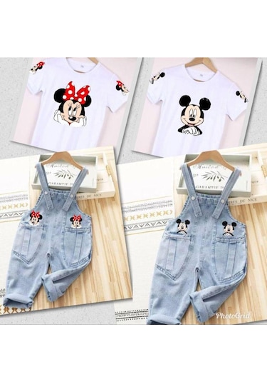 Modavals Mınnıe & Mıckey Tulum Kardeş Kombin Mınnıe Bahçıvan Tulum & Tshırt Mavi