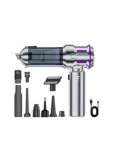 Fochsia Silvery Purple Kablosuz Şarjlı Yüksek Güçlü El Süpürgesi Araç Ve Ev İçin Toz Emici Üfleyici