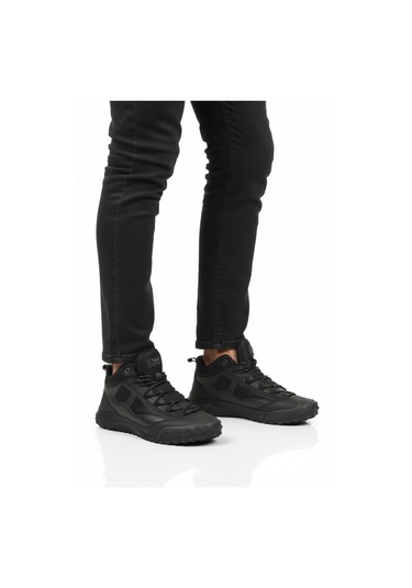 Siyah Bağcıklı Kaymaz Taban Erkek Outdoor Ayakkabı Mün 2025 M Siyah