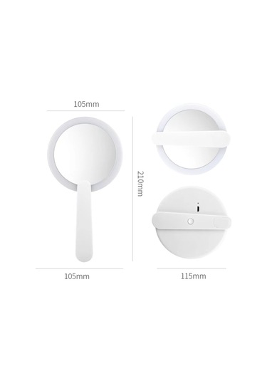 Katlanabilir Beyaz Renk El Tipi Işıklı Led Taşınabilir Makyaj Aynası Beyaz