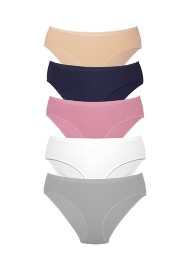 Alya Underwear Kadın Pamuklu Hipster - Slip Külot 5 Farklı Renk 1 Pakette Çor Renkli