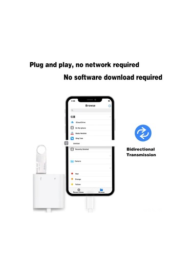 Hombey İphone Uyumlu İçin Usb3.0-lightning Otg Dönüştürücü, Usb Flash Bellek Ve Mikrofon İkili Fonksiyonlu Adaptör Kablosu