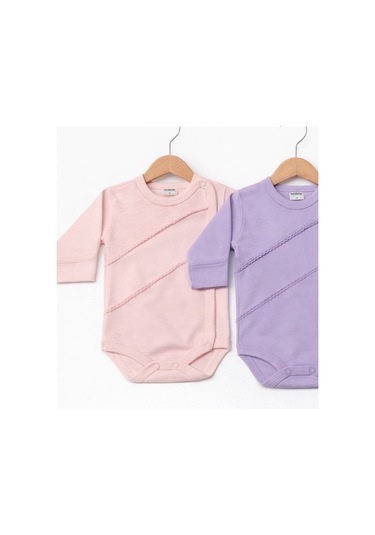 Kardeşler Baby 3'lü Kendinden Eldivenli Çıtçıtlı Body Pembe
