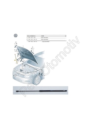 Passat B8 Motor Kaput Amartisörü 3g0823359