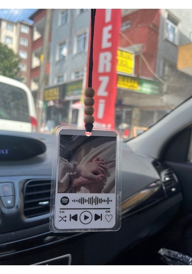 Kişiye Özel Spotify Kodlu Fotoğraflı Araç Dikiz Aynası Süsü , Hediyelik Oto Aksesuar