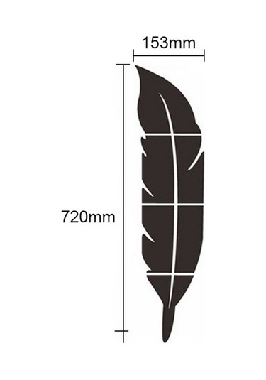 Qingmipy Tüy Şekilli Aynalı Duvar Çıkartması - Kolay Yapıştırılabilir Dekoratif Ayna Sticker 73x18cm Siyah