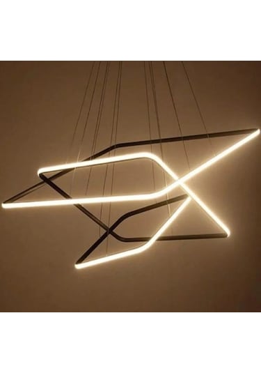 Modern Kare Siyah Kasa Günışığı Led Avize Siyah - Gün Işığı