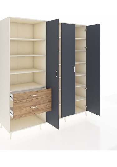 Kronos Dolap 16 Raflı 2 Çekmeceli 3 Kapaklı 220x59x243 Aytaşı-antrasit/çam Antrasıt/atlas Çam