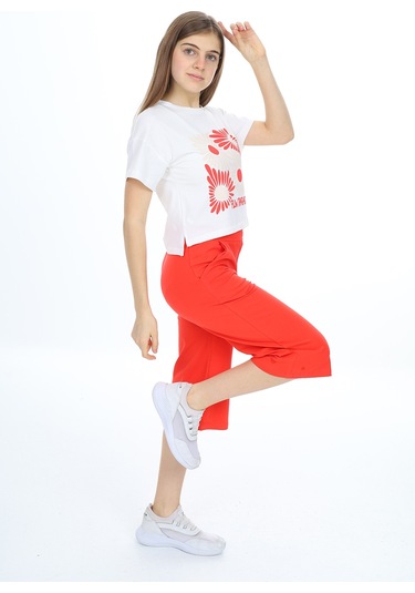 Toontoy Kız Çocuk Flw Paradıse Yazı Baskılı Kaprili Takım Ekru