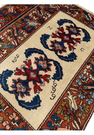 El Dokuma İmzalı Çanakkale Dobag Halısı 102x147 Kök Boya %100 Yün Halı Kiremit