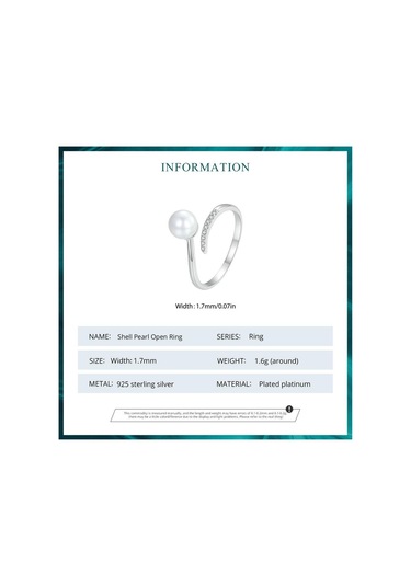 Bamoer 925 Ayar Gümüş Kaliteli Kabuk Inci Açılış Yüzük Zirkon Ayarlanabilir Yüzük Zarif Güzel Takı Kadınlar İçin