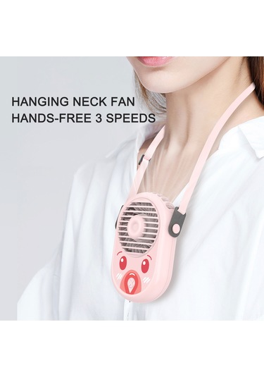Xiyyadms Boyun Bağlı Mini Fan M01 Beyaz - 1500mah Pil, 8 Saat Süre, Usb Şarj, Hafif Abs Malzeme Siyah
