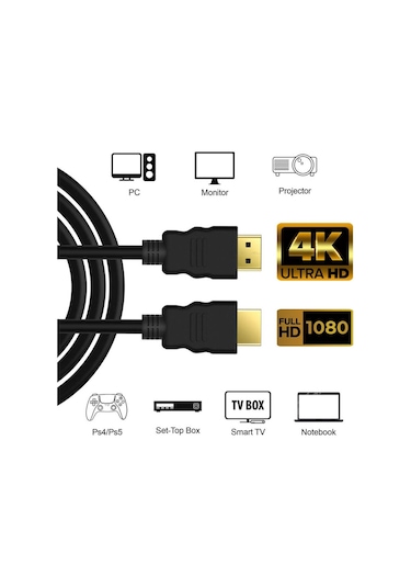 Hdmi Kablo 4K 3D Ağ Destekli 60Hz 18G Bps Ultra HD - 50cm