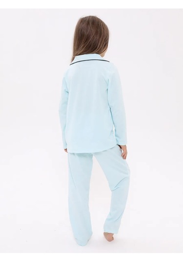 New Homestyle Kız Çocukları İçin Pantolon Ve Gömlekli Pijama Takımı 264126927 Açık Mavi