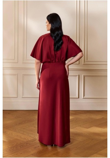 Nayana Asimetrik Elbise Bordo