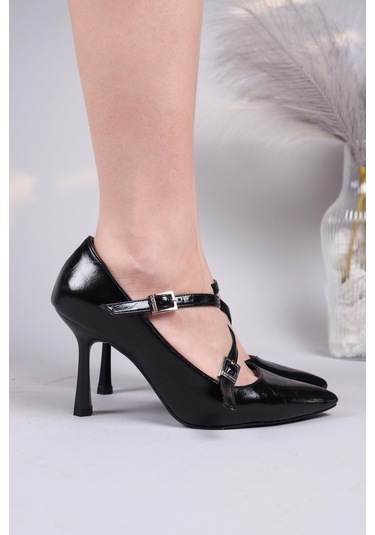 Cheraw V Bantlı Stiletto Siyah-8403 Siyah