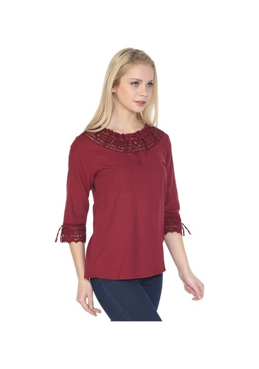 Zehra Şile Bezi Bluz Bordo Brd Bordo