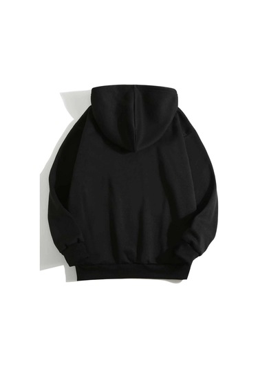 Clayes Minimal Kalp Sweatshirt - Siyah Baskılı Oversize Kapüşonlu Siyah